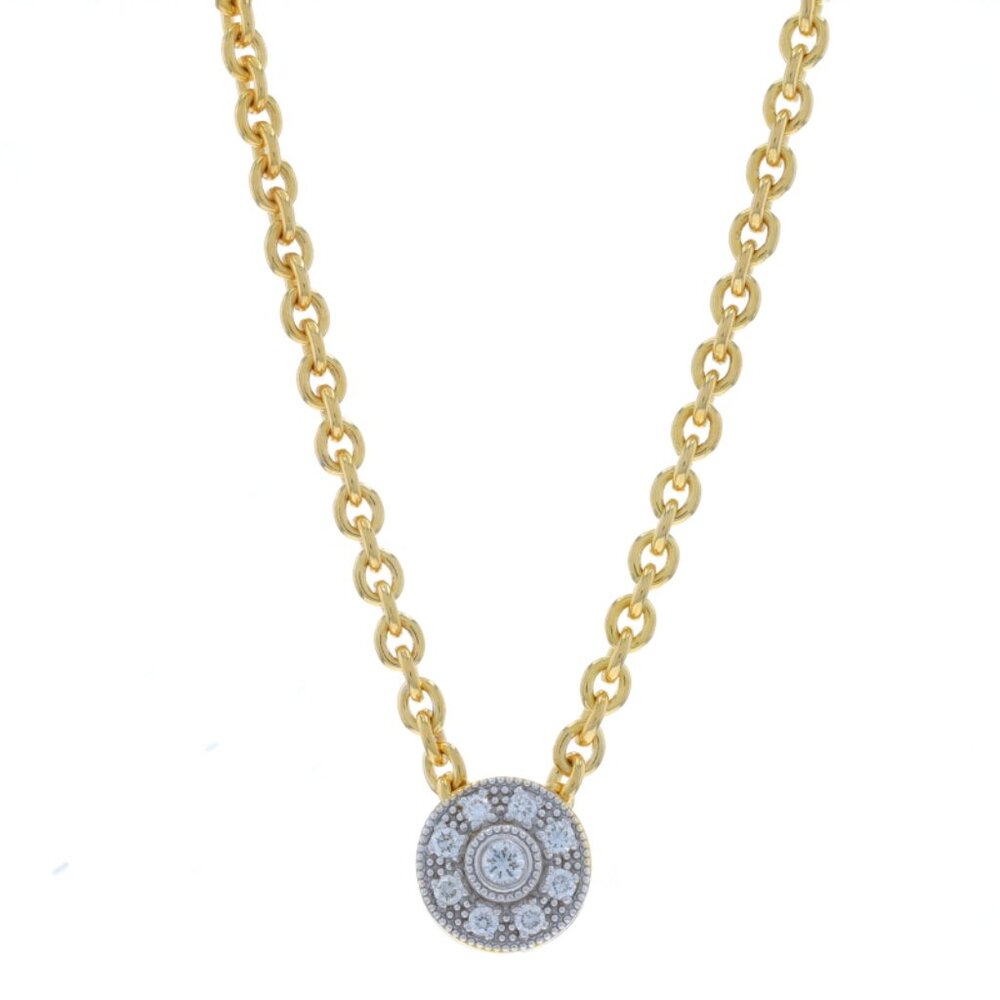 Charriol Diamond Halo Slide Pendant Necklace 16" - Yellow Gold 18k Round .15ctw